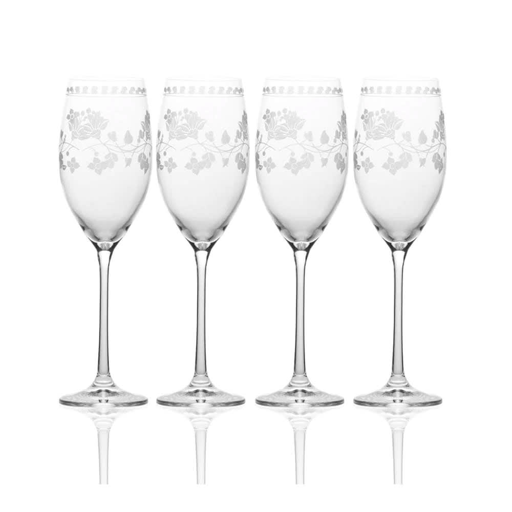 Mikasa Vintage Floral White Wine Glasses, Set of 4 