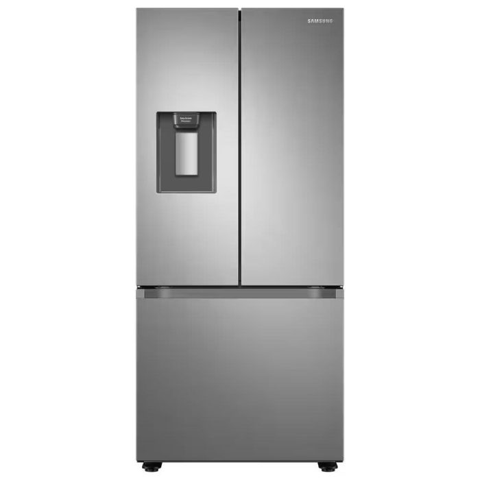 Samsung 22 cu. ft. 3-Door French Door Smart Refrigerator with Water Dispenser in Fingerprint Resistant Stainless Steel RF22A4221SR/AA